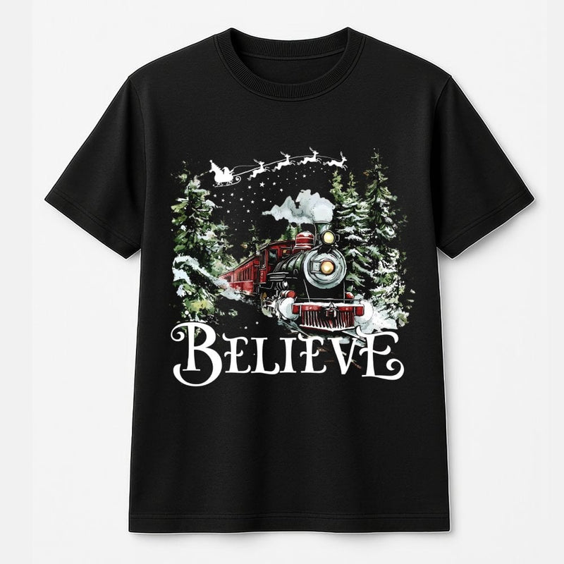 Holiday Express Graphic Tee, Believe Christmas Train T-Shirt, Vintage Magical Winter Train Shirt, Christmas Train T-Shirt, Holiday Fan Present