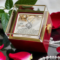 CZ Crystal Pendant Necklace, Daughter Love Knot Necklace, White Gold Finish Knot Jewelry, Christmas Present for Daughter, Birthday Present for Her