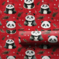 Adorable Animal Christmas Gift Wrap, Red Panda Santa Hat Wrapping Paper, Festive Red Holiday Present Paper, Kids Xmas Wrapping Paper