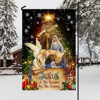 Nativity Scene Holiday Yard Flag, Jesus Is the Reason for the Season Christmas Garden Flag, Double Sided Christian Winter Lawn Flag