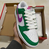 Low Top Sneakers, White Green Colorway, Lace Up Design, Casual Gift for Sneaker Fans