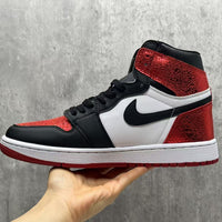 High Top Sneakers, Red Colorway, Lace Up Design, Casual Gift for Sneaker Fans