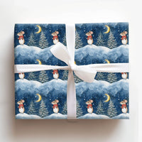 Adorable Scarf Mouse Gift Wrap, Winter Mouse Christmas Wrapping Paper, Watercolor Holiday Wrapping Paper, Snowy Night Animal Gift Wrap Roll