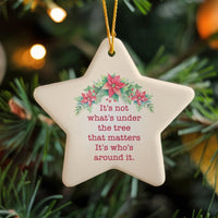 Ceramic Christmas Star Ornament, It's Who's Around the Tree Star Ornament, Holiday Family Star Ornament, Xmas Tree Hanging Star Decor
