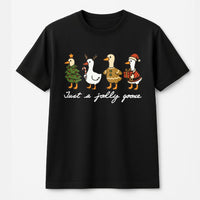 Humorous Holiday Goose Duck Tee, Jolly Goose Christmas T-Shirt, Adorable Festive Goose Graphic Shirt, Retro Xmas Goose Lover Tee, Holiday Fan Present