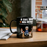 Adorable Dog Mom Ceramic Coffee Mug, A Girl and Her Pets Christmas Mug, Holiday Pet Lover Tea Cup, Xmas Cartoon Coffee Cup Present for Her