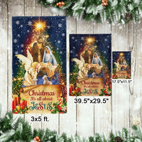 Christmas Nativity Holiday Yard Flag, It is All About Jesus Garden Flag, Double Sided Christian Faith Flag, Winter Lawn Religious Decor