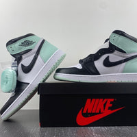 Retro High Top Sneakers, Mint Green Black Colorway, Lace Up Design, Casual Gift for Sneaker Fans