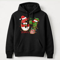 Humorous Holiday Graphic Sweatshirt, 67 Christmas Santa and Elf Number Hoodie, Retro Xmas Party Pullover, Birthday Party Apparel