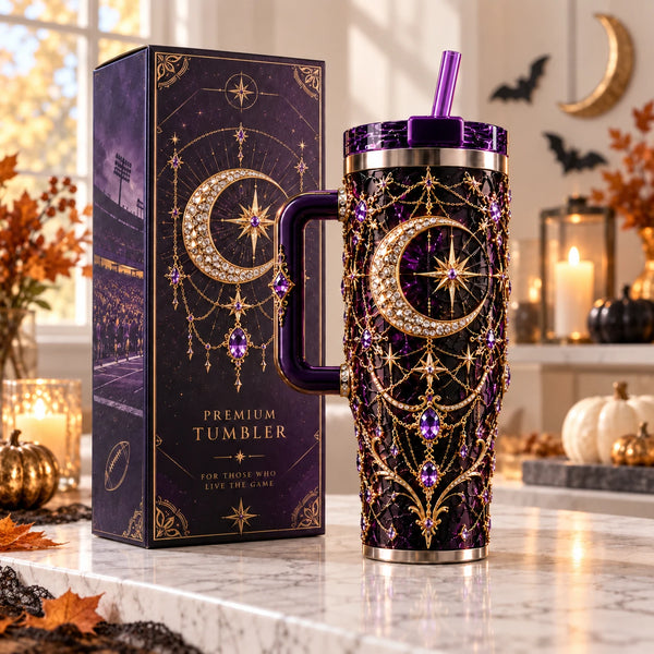 Lunar Ornament - Crescent, Star and Deep Violet Quiet - main