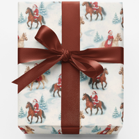Christmas Equestrian Gift Wrap, Santa Riding Horse Wrapping Paper, Festive Horse Lover Holiday Wrapping Paper, Winter Present Wrap