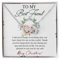 CZ Crystal Two Heart Pendant, Best Friend Christmas Interlocking Hearts Necklace, Friendship Linked Heart Necklace, Holiday Present for Women
