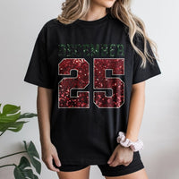 Red Glitter Holiday Shirt, December 25 Christmas T-Shirt, Festive Xmas Graphic Tee, Winter Holiday Season T-Shirt, Christmas Present for Her