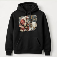 Comfy Christmas Graphic Hoodie, Vintage Santa and Reindeer Hoodie, Retro Holiday Winter Hoodie, Adorable Xmas Pullover Sweatshirt, Winter Present