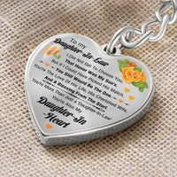 Sentimental Rose Heart Pendant Keyring, Daughter-in-Law Keychain, Meaningful Birthday Present for Her, Christmas Family Keepsake Keychain