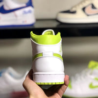 Mid Top Basketball Shoes, White Green Colorway, Lace Up Design, Casual Gift for Shoe Lovers
