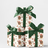 Adorable Santa Dog Holiday Gift Wrap, Shih Tzu Christmas Wrapping Paper, Festive Puppy Gift Wrapping Paper, Dog Lover Xmas Present Paper Roll