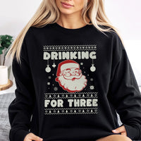 Humorous Pregnancy Announcement Crewneck, Drinking for Three Christmas Sweatshirt, Expecting Mom Sweater, Holiday Maternity Pullover, Xmas Present