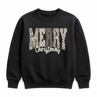 Checkered Holiday Lettering Crewneck, Merry Christmas Camo Sweatshirt, Southern Country Hunter Xmas Sweater, Winter Holiday Present