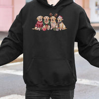 Festive Lab Dog Holiday Sweatshirt, Yellow Labrador Christmas Hoodie, Adorable Xmas Dog Lover Pullover, Winter Dog Mom Present Hooded Sweatshirt