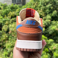 Low Top Sneakers, Brown Orange Blue Colorway, Lace Up Design, Casual Gift for Sneaker Fans