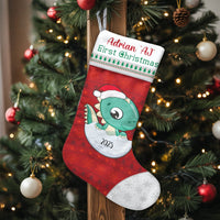Custom First Christmas Stocking 2025, Baby Dinosaur Christmas Stocking, Kids Holiday Stocking, Adorable Dino Mantel Decor, Personalized Present