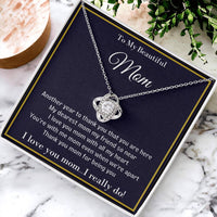 Cubic Zirconia Pendant Necklace, Love Knot Necklace for Mom, 14k White Gold Finish Jewelry, Meaningful Mother Christmas Present, Birthday Present