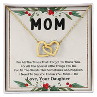 Cubic Zirconia Pendant, Mother Daughter Interlocking Hearts Necklace, Surgical Steel Mom Necklace, Christmas Birthday Keepsake Present for Her