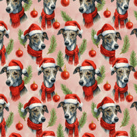 Santa Hat Dog Holiday Gift Wrap Roll, Whippet Christmas Wrapping Paper, Winter Sighthound Wrapping Paper, Elegant Dog Lover Present Wrap
