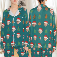 Personalized Photo Holiday Pajama Set, Custom Face Christmas Pajamas, Matching Family Sleepwear Pajamas, Satin Xmas Loungewear, Holiday Present