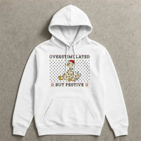 Humorous Christmas Duck Hoodie, Overstimulated but Festive Goose Hoodie, Adorable Holiday Animal Sweatshirt, Xmas Graphic Pullover Hoodie