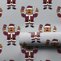 Santa Bulldog Holiday Gift Wrap, Bulldog Mascot Christmas Wrapping Paper, Adorable Dog Xmas Wrapping Paper, Sports Alumni Gift Wrap Roll