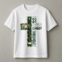 Nativity Cross Christmas Shirt, I Can Do All Things Through Christ T-Shirt, Christian Faith Graphic Tee, Religious Bible Verse Shirt Present