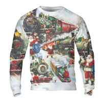 Vintage Santa Claus Train Sweatshirt, Christmas Steam Train Sweatshirt, Retro Holiday Train Crewneck, Winter Train Lover Sweatshirt