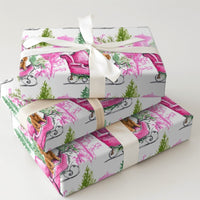 Pink Sleigh Dog Gift Wrap, Dachshund Christmas Wrapping Paper, Watercolor Weiner Dog Wrapping Paper, Festive Puppy Holiday Gift Wrap Roll