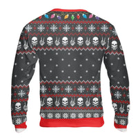 Humorous Christmas Skull Holiday Sweater, Dead Inside but Jolly AF Sweatshirt, Sarcastic Gothic Xmas Crewneck, Spooky Holiday Pullover