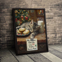 My Christmas Wish Quote Canvas, Sleeping Kitten Christmas Canvas Art, Adorable Cat Holiday Wall Art, Kitten Canvas Print, Cat Lover Xmas Present