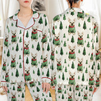 Christmas Dog Pajama Set, French Bulldog Satin Pajamas, Holiday Puppy Sleepwear Pajamas, Festive Frenchie Loungewear, Present for Dog Lovers