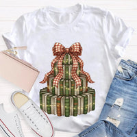 Bookworm Holiday Graphic Tee, Books Bows Lights Christmas Tree Shirt, Comfy Bookish Christmas T-Shirt, Reader Teacher Xmas Present Tee