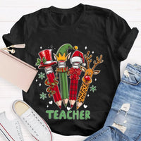 Reindeer Antlers Educator Graphic Tee, Christmas Pencil Deer Teacher Shirt, Festive Classroom Holiday T-Shirt, Teacher Xmas Present