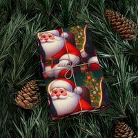 Cartoon Xmas Gift Wrap, Santa Claus and Girl Wrapping Paper, Adorable Holiday Scene Wrapping Paper, Kids Christmas Gift Wrap, Winter Paper Roll