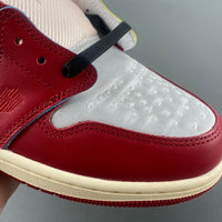Low Top Sneakers, White Red Colorway, Lace Up Design, Casual Gift for Sneaker Fans