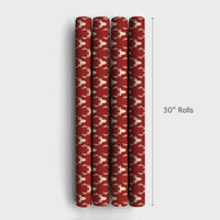 Rustic Cream Antler Holiday Gift Wrap, Red Stag Deer Wrapping Paper, Woodland Buck Christmas Present Paper, Cabin Christmas Wrapping Paper