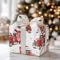 Santa Hat Trucker Gift Wrap, Semi Truck Christmas Wrapping Paper, Transportation Big Rig Wrapping Paper, Holiday Present Paper for Driver