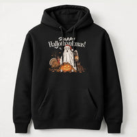 Humorous Ghost Turkey Pumpkin Hooded Sweatshirt, Happy Hallothankmas Hoodie, Halloween Thanksgiving Christmas Hoodie, Spooky Fall Holiday Present