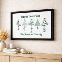 Custom Family Names Holiday Poster, Personalized Christmas Tree Wall Art, Festive Xmas Decor Print, Digital Download File