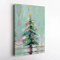 Modern Holiday Pine Canvas Wall Art, Abstract Christmas Tree Canvas, Festive Winter Botanical Canvas Print, Minimalist Xmas Home Decor Present