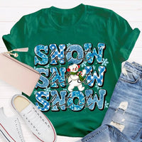 Snowflake Snowman Graphic Tee, Let It Snow Christmas T-Shirt, Adorable Winter Holiday Shirt, Festive Xmas Snowmen Tee, Winter Season Family Present