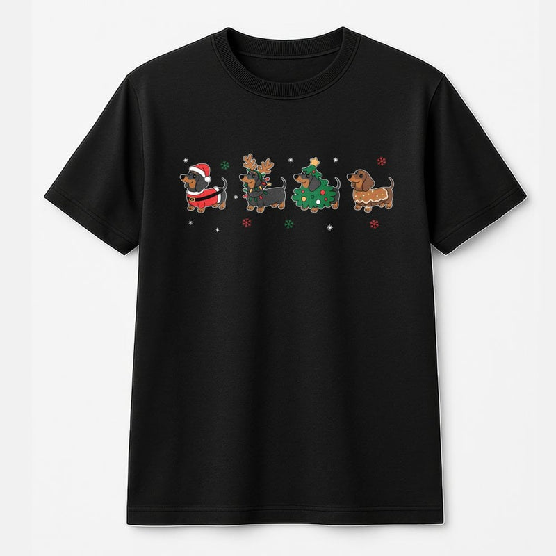 Humorous Wiener Dog Holiday T-Shirt, Dachshund Christmas Shirt, Adorable Doxie Graphic Tee, Retro Pet Lover Xmas Shirt, Dog Lover Holiday Present Tee