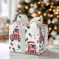 Christmas Trucker Gift Wrap, Santa Driving Semi Truck Wrapping Paper, Holiday Truck Driver Wrapping Paper Rolls, Festive Xmas Paper Present